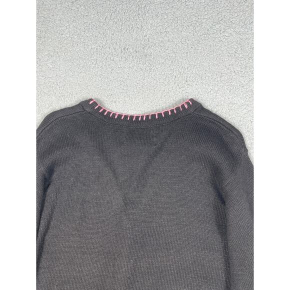 The Quacker Factory Black Cardigan Sweater with Flamingos Palm Trees Size S - Picture 7 of 11